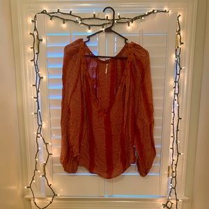 Free people red striped flowy top, L